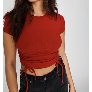 Garage - Ruched Seams Short Sleeve Tee